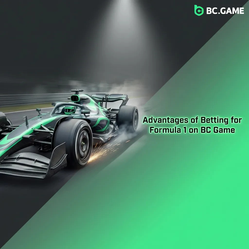 BC Game Formula 1 betting interface showing live odds, race markets, and mobile platform features for motorsport wagering.