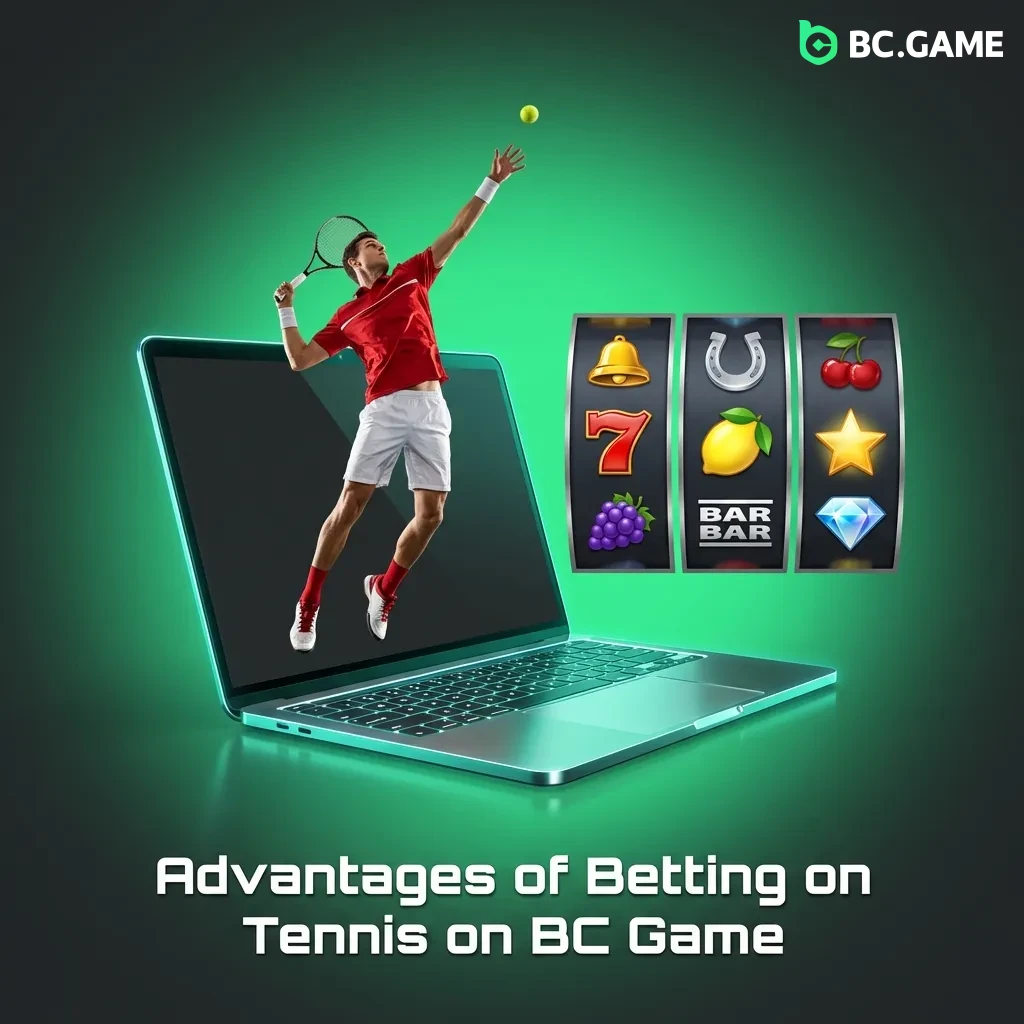 Tennis betting interface showing live odds, cash-out options, and match statistics on BC Game platform