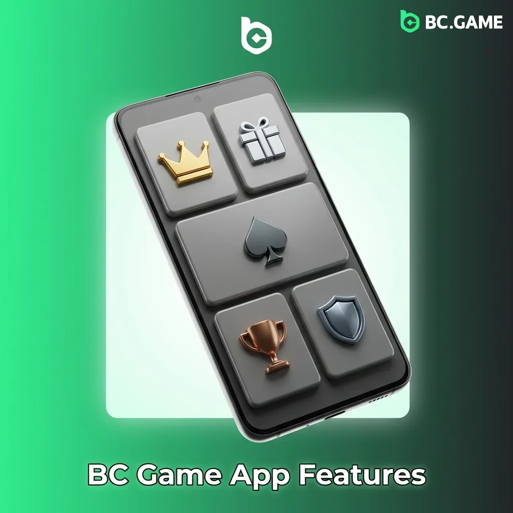 BC Game mobile app interface showing casino games, live betting markets, and payment options on smartphone screen