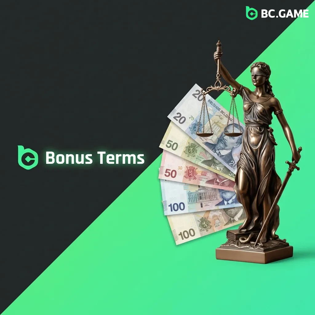Bonus Terms page outlining eligibility, wagering requirements, bet limits, and rules for claiming casino promotions.