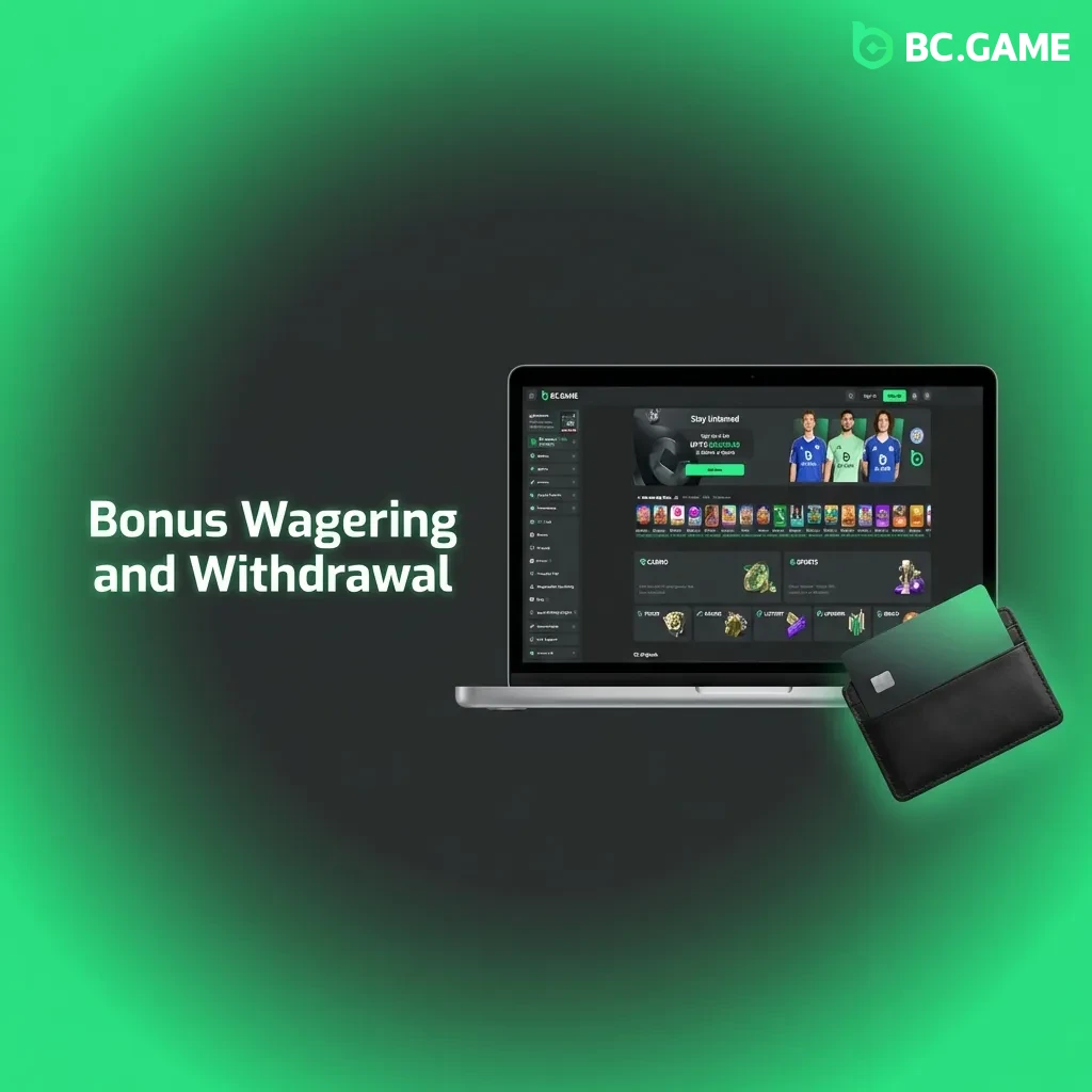 Diagram showing bonus account separate from real money with arrows indicating wagering requirements and withdrawal process