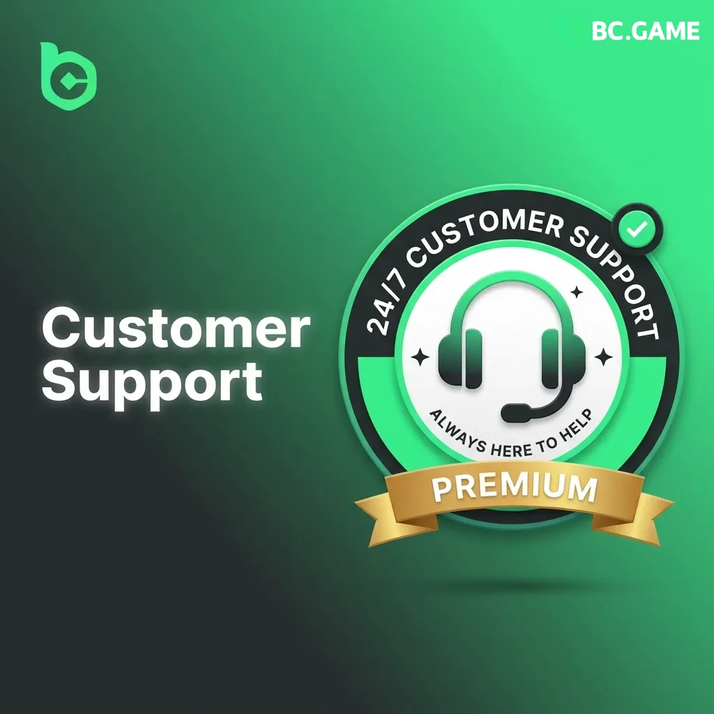 BC Game customer support options including 24/7 live chat, email, help center, and social media contact methods