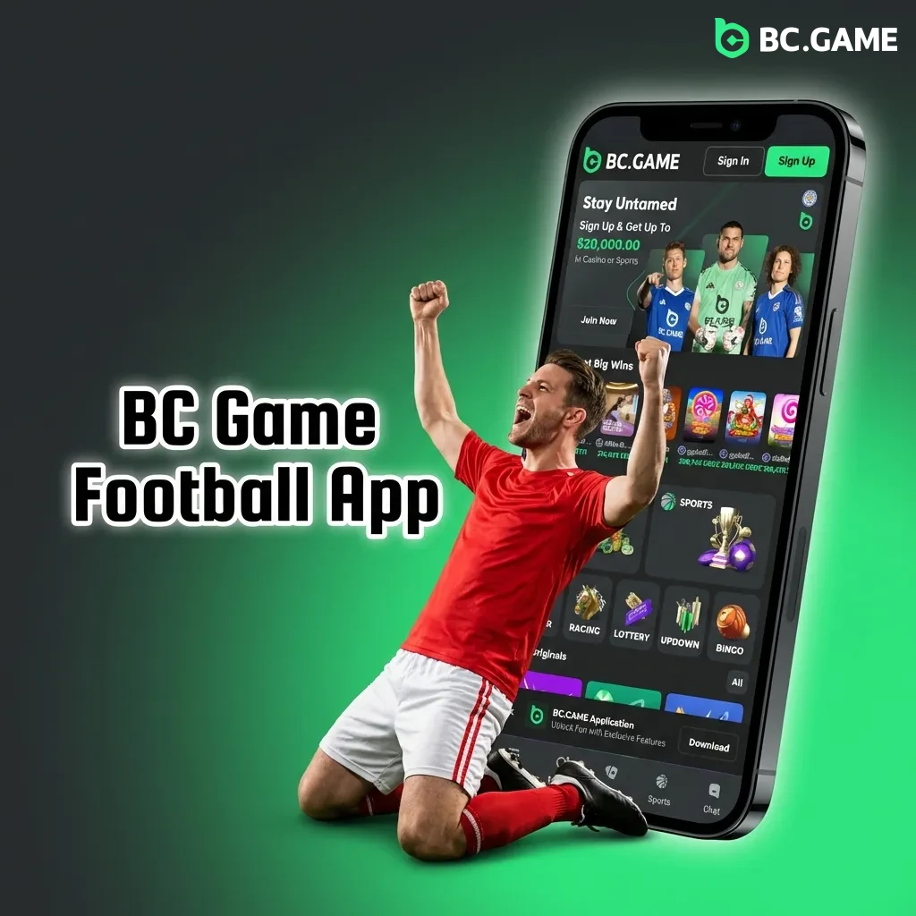 BC Game mobile app interface showing football betting options and odds on smartphone screen