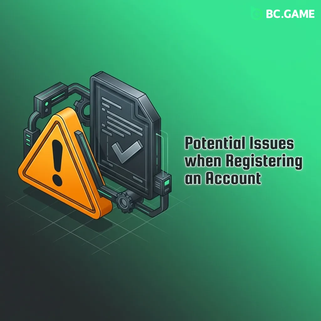 Troubleshooting guide showing common account registration problems and solutions for email, login, and verification issues