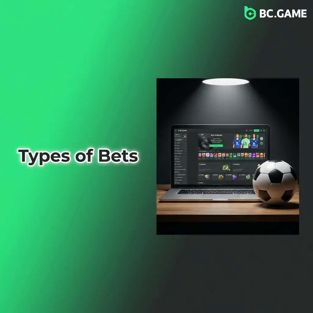 Types of bets explained: Single, Express, and System betting options for sports wagering strategies on BC Game platform.