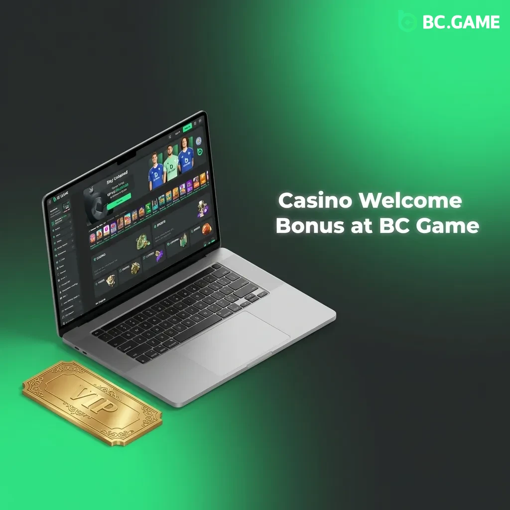 BC Game casino welcome bonus dashboard showing €16,900 deposit match package with wagering requirements tracker
