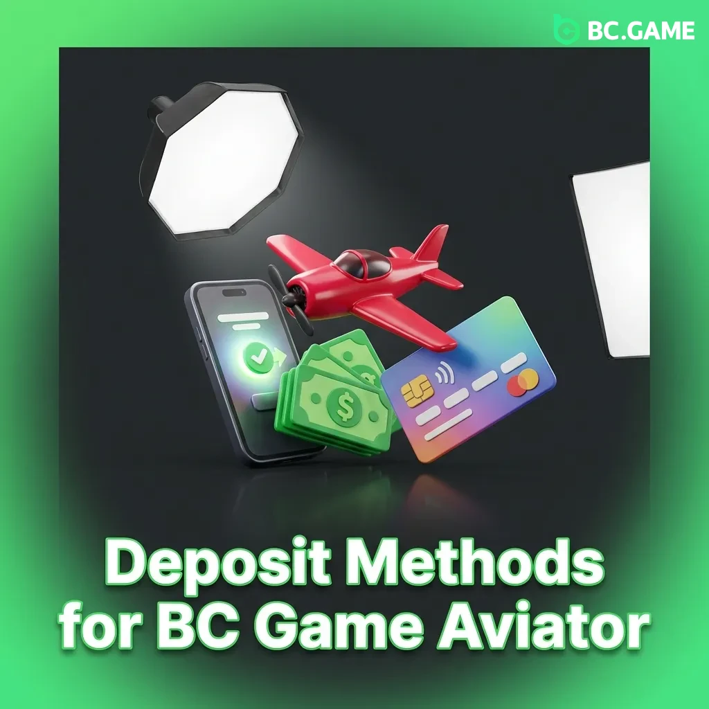 Various payment method icons including credit cards, digital wallets, and cryptocurrency logos for BC Game Aviator deposits