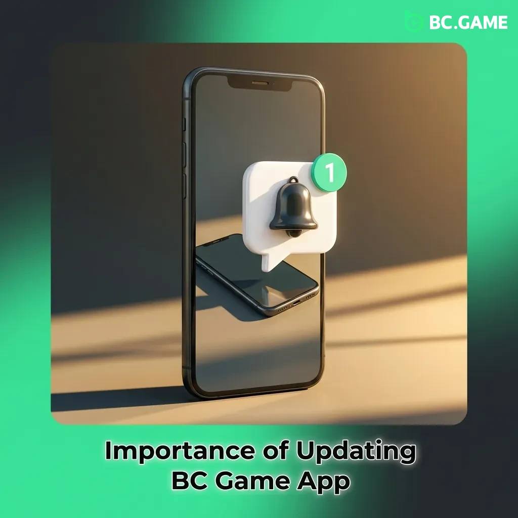 BC Game app update screen showing security improvements, new games, and enhanced performance features