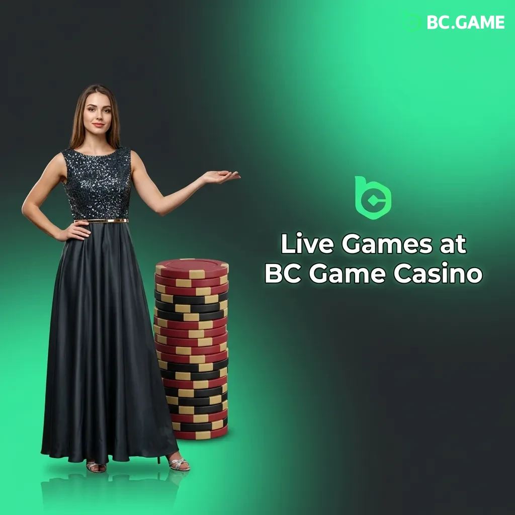 Live dealer games at BC Game Casino including roulette, blackjack, baccarat, poker, and game shows streamed 24/7