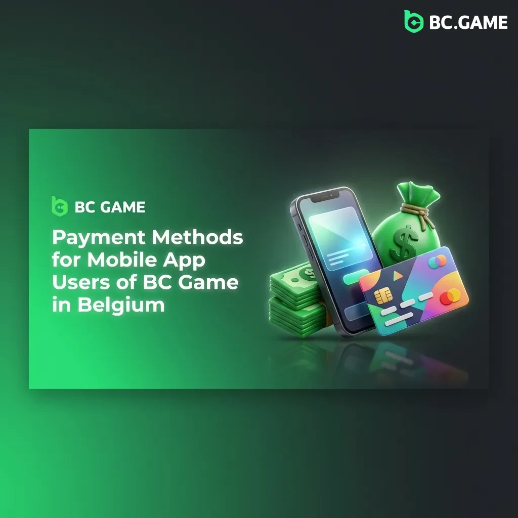 BC Game payment options including Visa, Mastercard, Google Pay, Apple Pay, and cryptocurrency for Belgian mobile users.