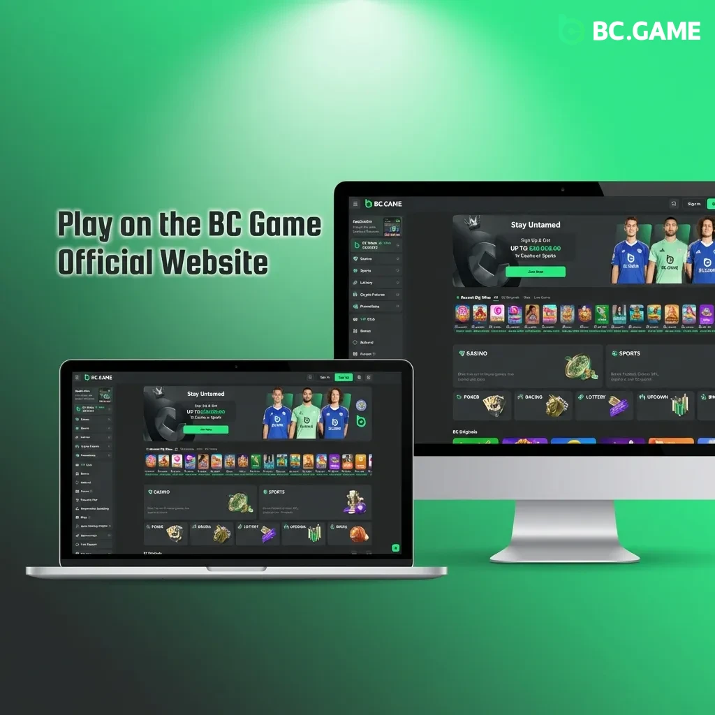 BC Game official website interface showing sports betting and casino games accessible through web browser