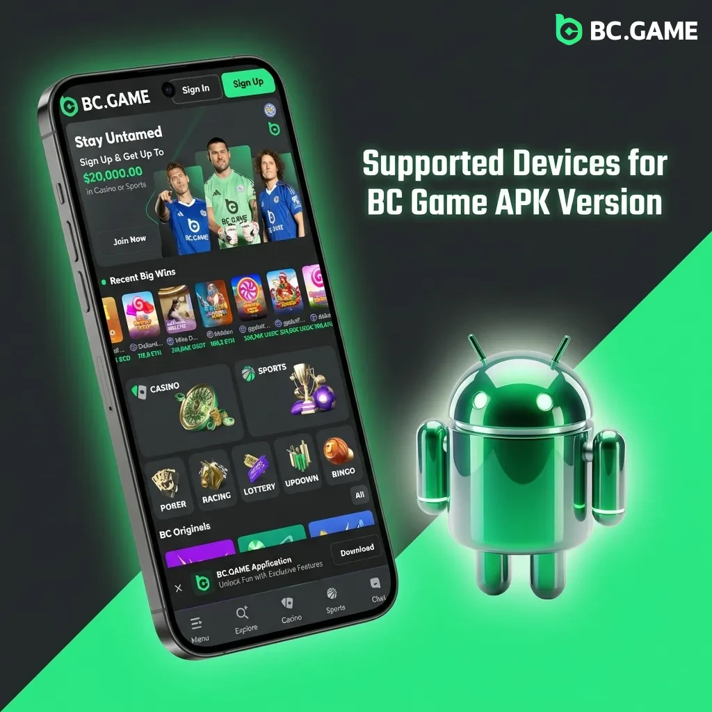 BC Game APK compatible Android devices from Samsung, Sony, Huawei, OnePlus, Oppo, Google, Xiaomi, and Poco manufacturers