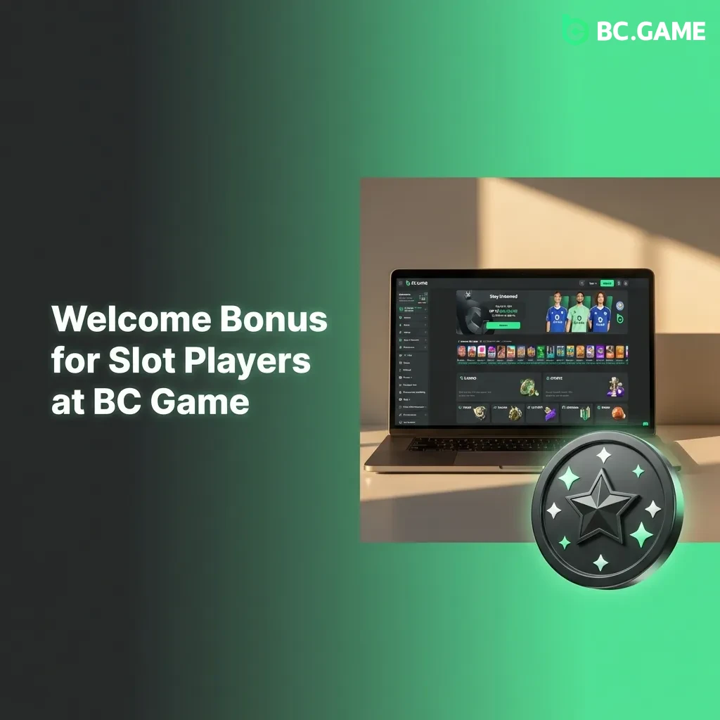 BC Game welcome bonus page showing deposit match offers and rewards for slot players